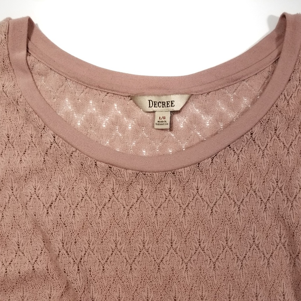 Decree Pink Dusty Rose Lace 3/4 Sleeve Top Large - Picture 3 of 4